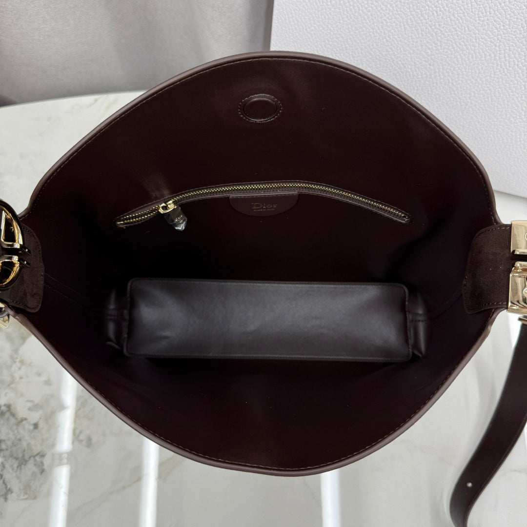 CD Diorly Shoulder Bag 31.5cm Coffe Suede Leather 158568