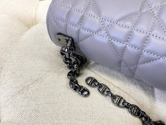 LARGE CARO BAG 28 OPALINE PURPLE CALFSKIN BLACK HARDWARE
