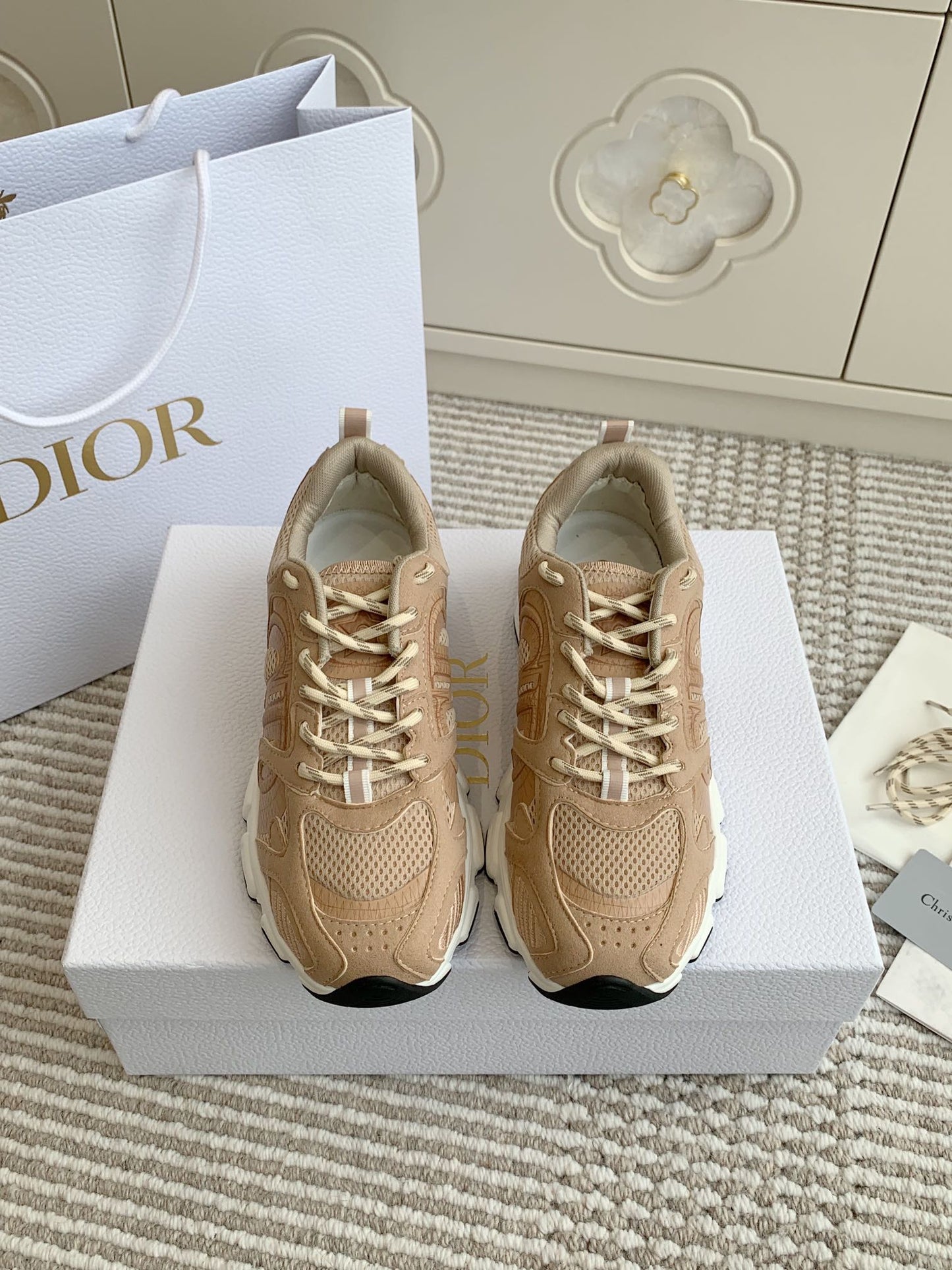 CD Chrono Sneaker In Brown Mesh Fabric And Suede 105381