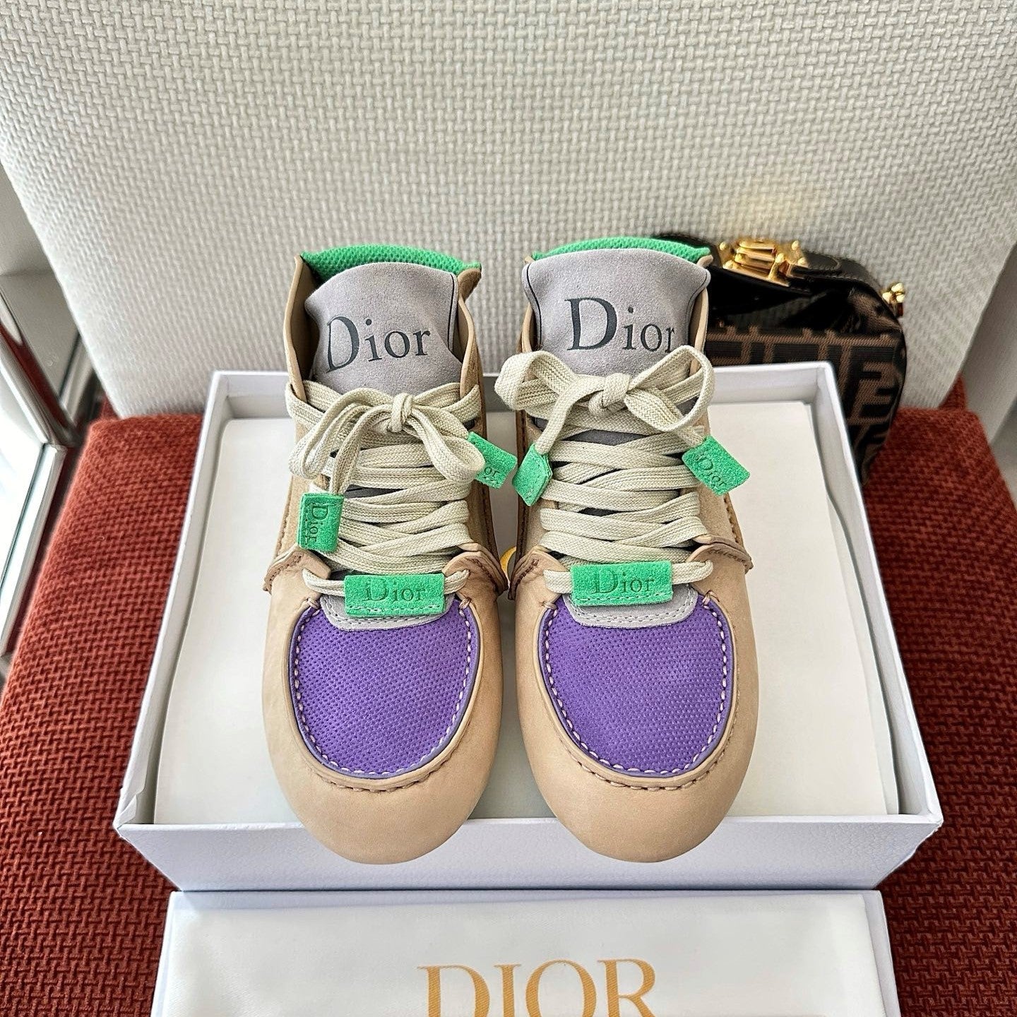 CD Roadie Beige Purple Suede Calfskin