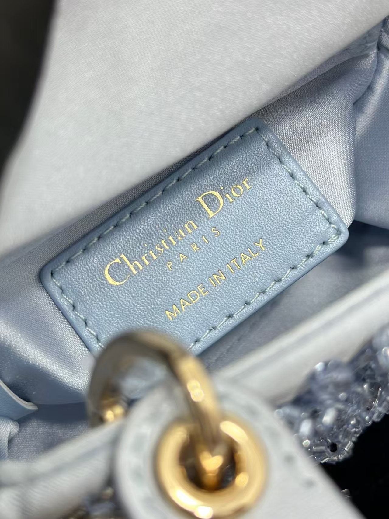 CD Mini Lady Dior 12cm Blue Beaded Embroidered Cowhide Leather GHW 158589