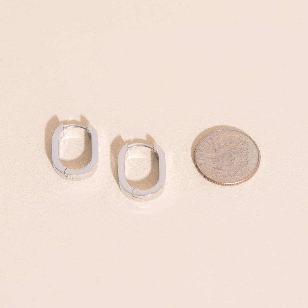 Titanium Smooth Oblong Huggie Hoop Earrings