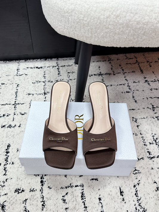 CD Square-Toed Sandal Brown Satin 617520