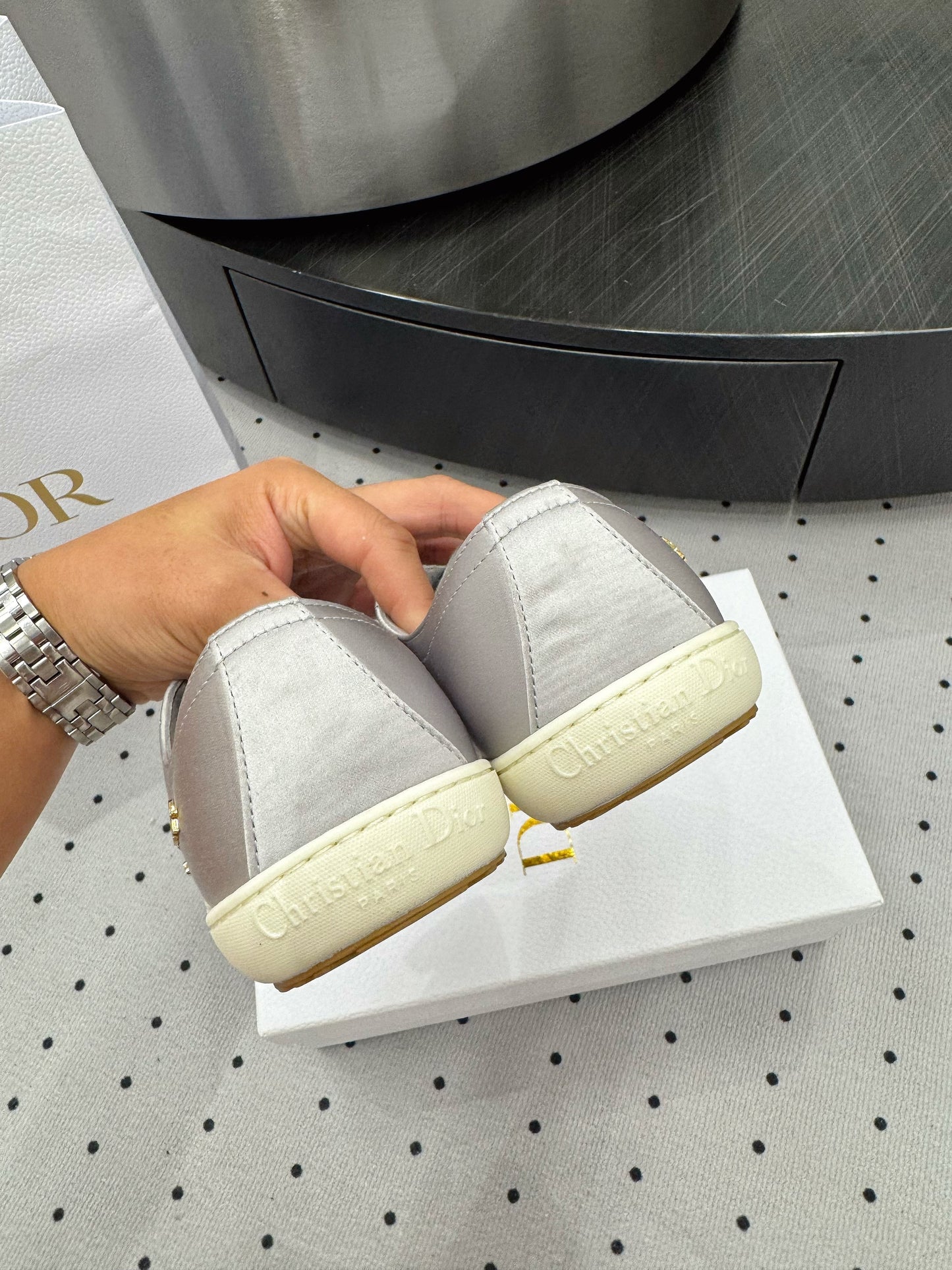 Dior Lucky Sneaker Grey Satin 618073