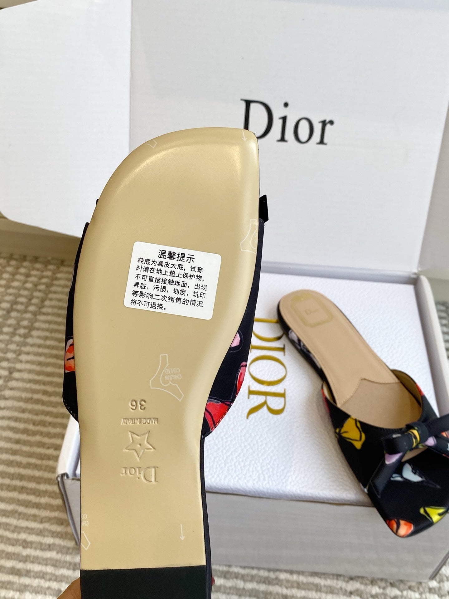 CD 26s Bow Kitten Flat Open Back Sandals Black Lambskin 909654