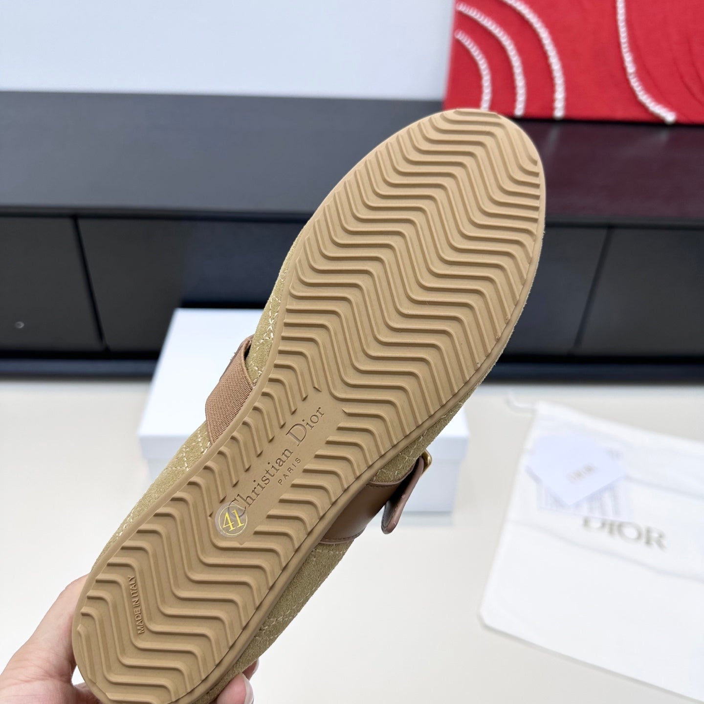 CD 26s Frost Ballet Flat In Light Brown Cannage Suede And Calfskin