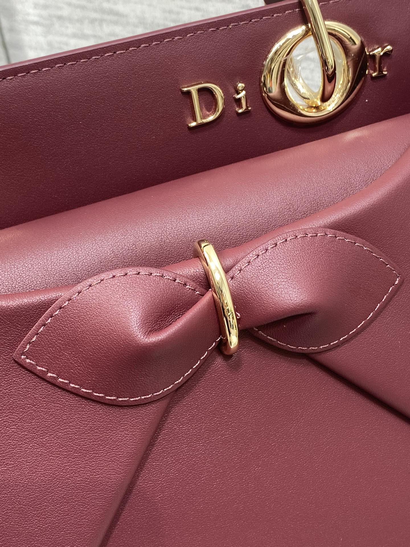 CD 26SS Bow-Adorned Bag Burgundy Calfskin 272517