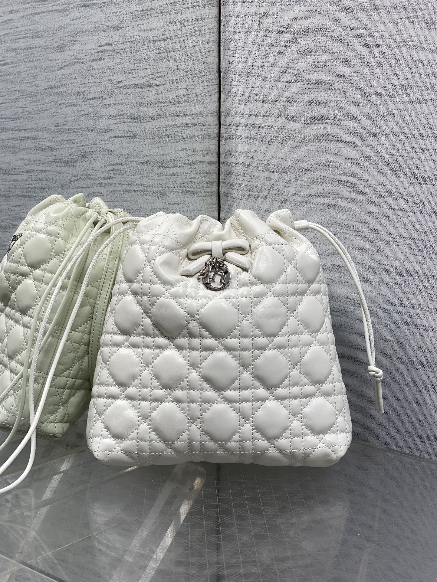 CD Adiorable Mini Bucket Bag White Lambskin 286635