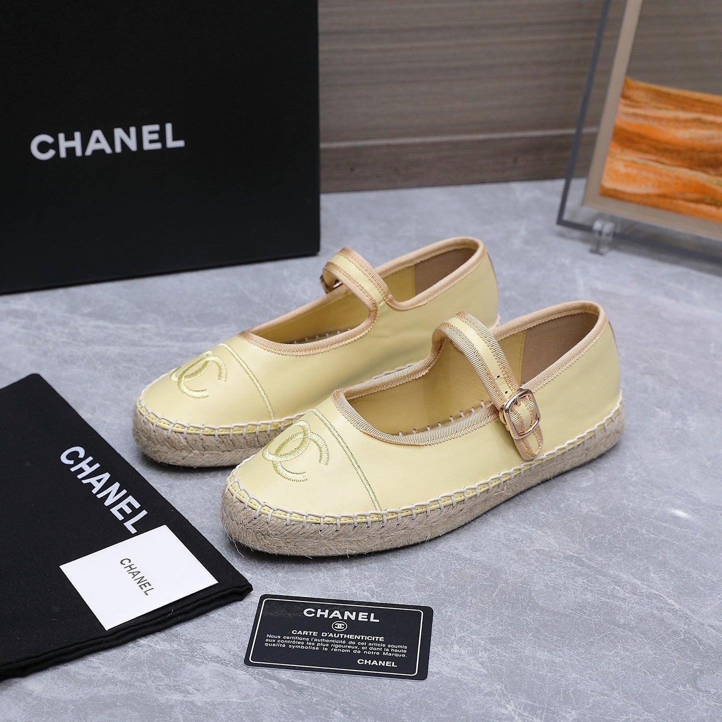 Chanel 2026 Mary Jane Shoes Yellow Sheepskin 758384
