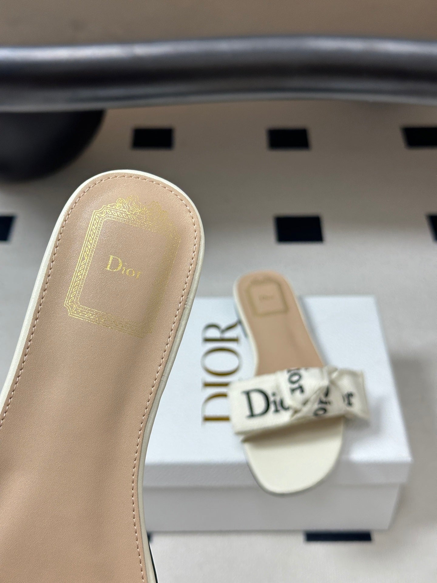 Dior 2026 J'Adior Classic Logo Webbing Bow Flat Sandals Fabric Leather 846993