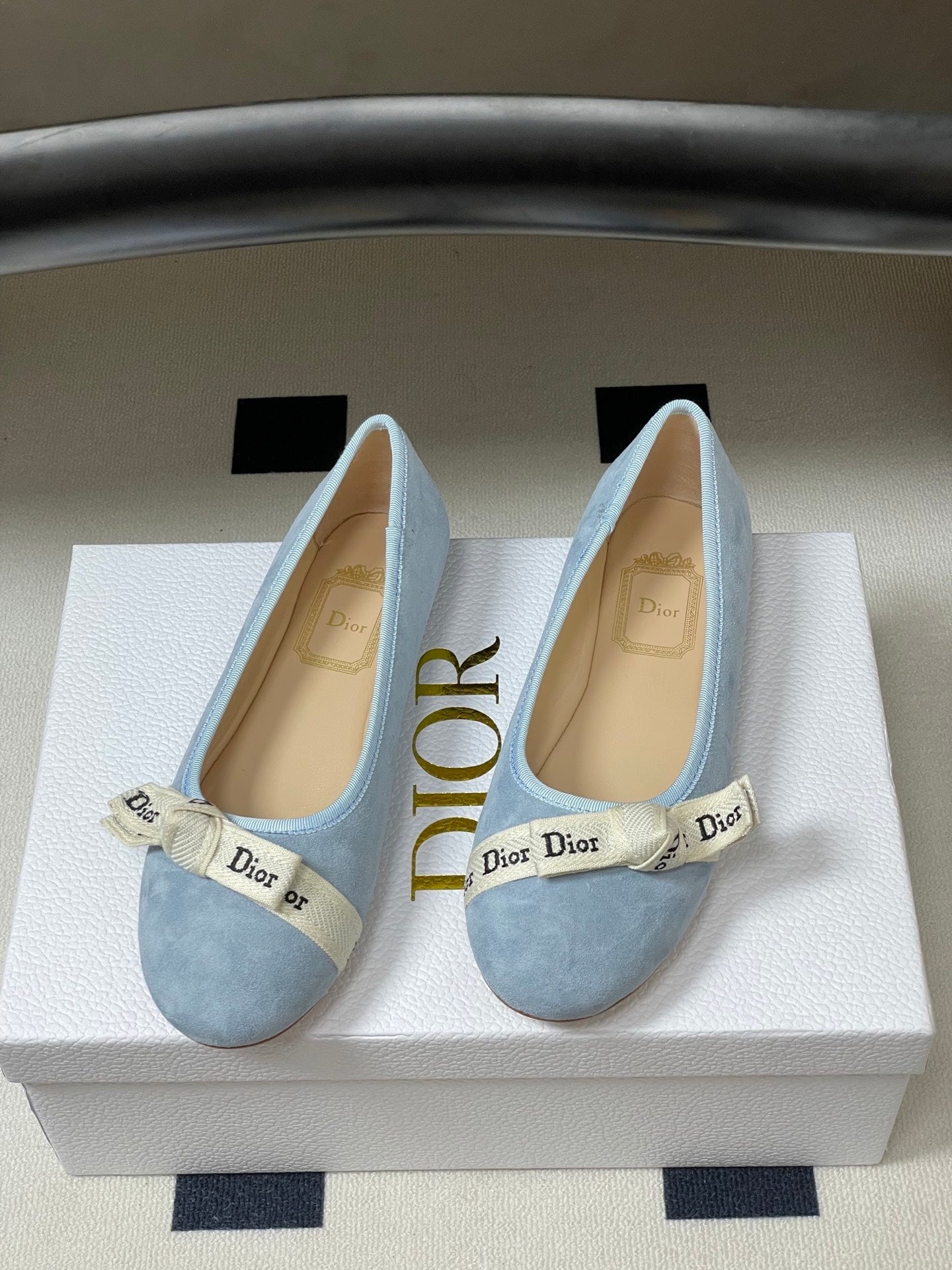 CD J'Adior Ballet Flat Light Blue Suede 834926