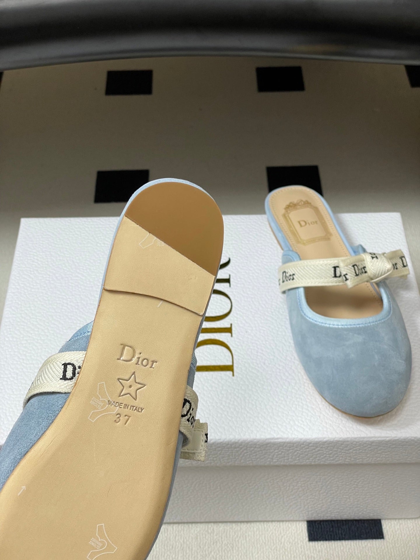 CD J'Adior Mules Light Blue Beige Suede 834933