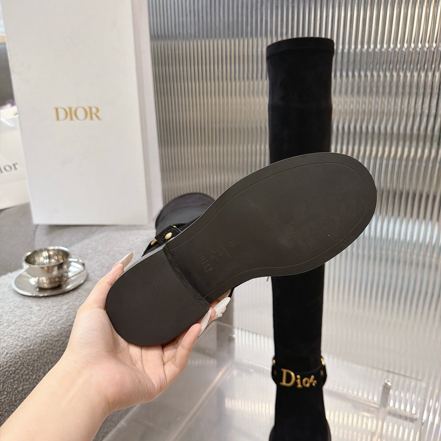 CD 26s Bolt Over-The-Knee Boot Black Suede 924098
