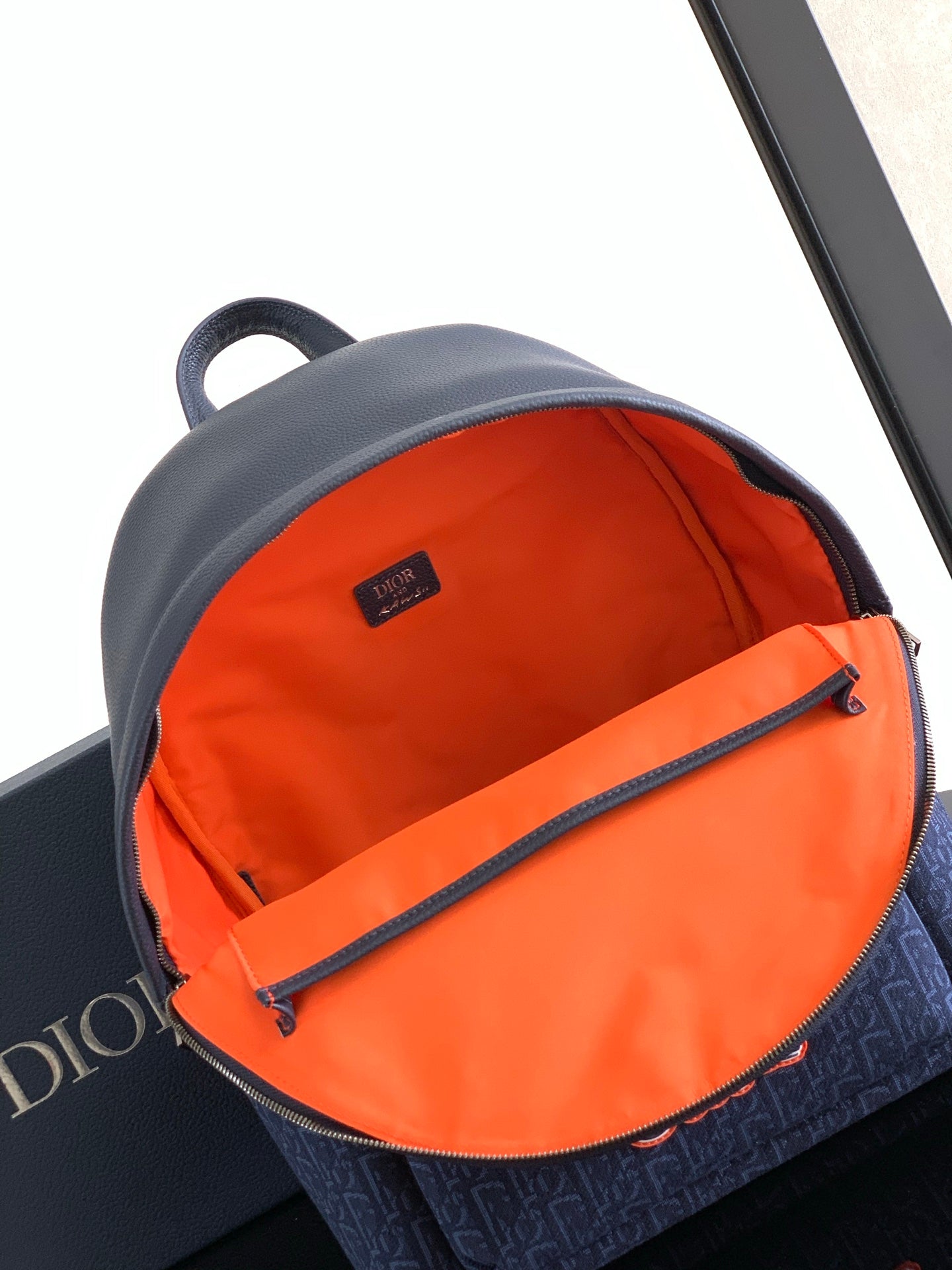 Dior Rider 2.0 Zipper Backpack Navy Blue Cowhide 336223
