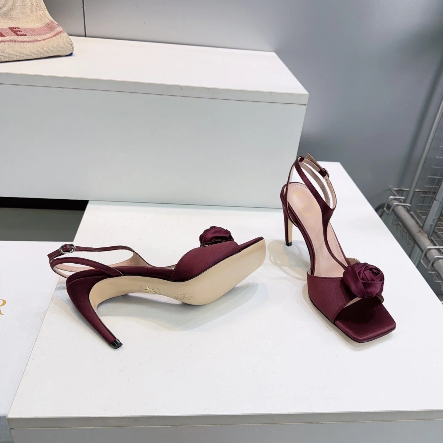 CD 2026 Rose Sandal 95mm Satin Leather 843018