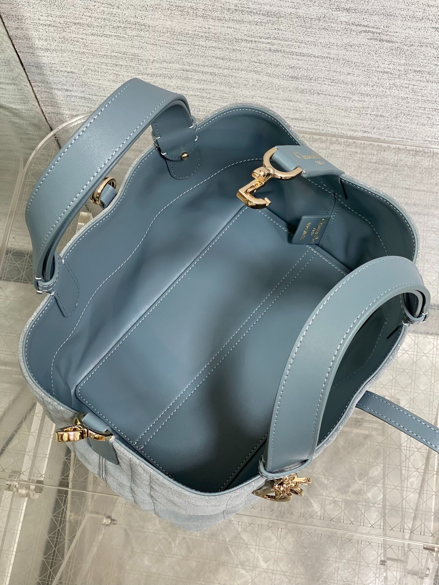 CD 2026 Toujours Bag Blue Grey Suede Leather 286497
