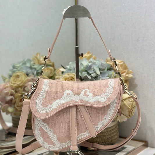CD Saddle Bag 25.5cm Pink in Denim 288052