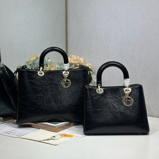 CD Diorissimo Black in Ostrich-patterned Cowhide 288189