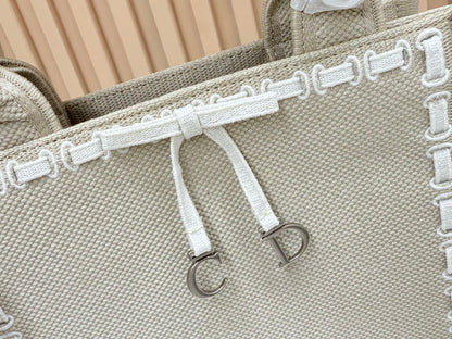 CD Book Tote Bag with Strap Beige in Embroidery 155367