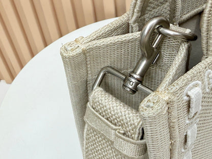 CD Book Tote Bag with Strap Beige in Embroidery 155367