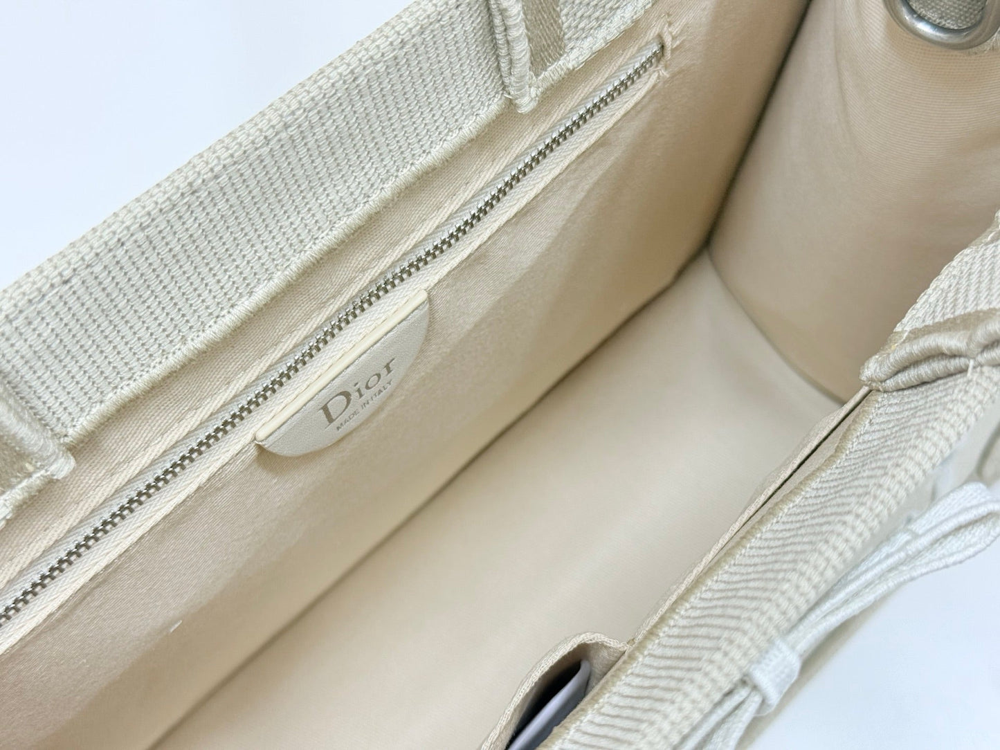 CD Book Tote Bag with Strap Beige in Embroidery 155367