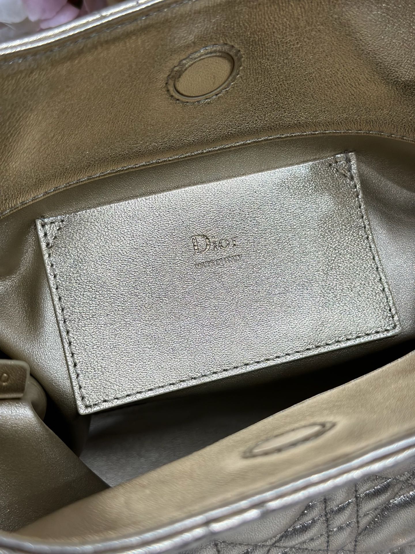 CD Lady Dior Shoulder Bag 27cm Gold Metallic in Sheepskin 155559