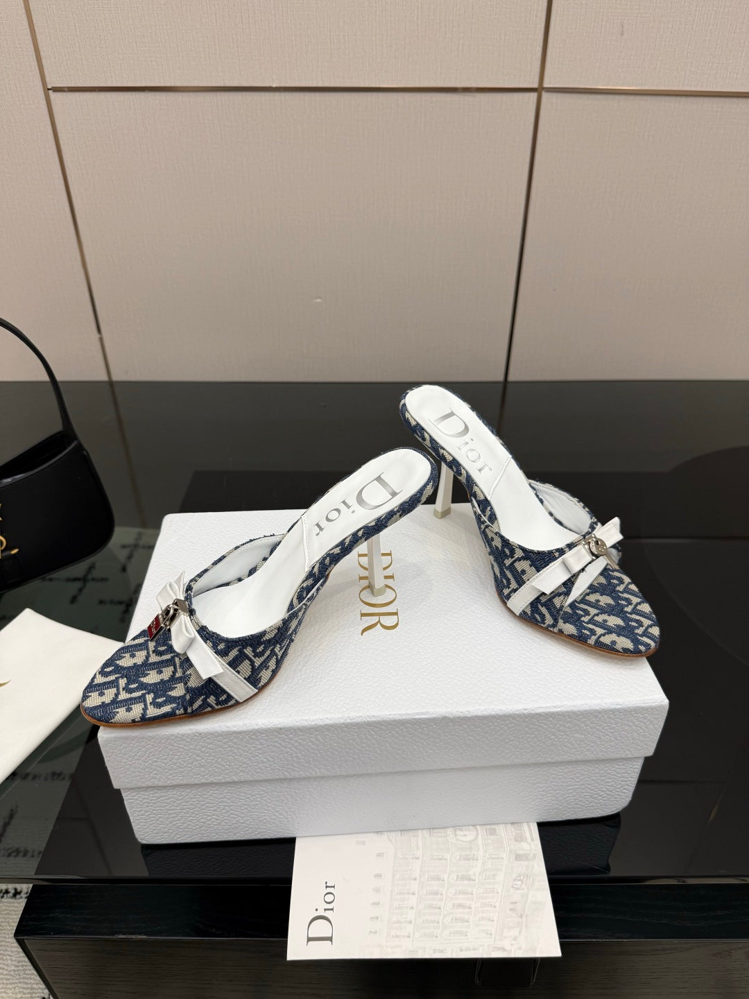CD 26 Mule Heels 85 Navy Blue in Fabric 803246