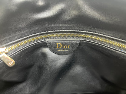 CD Small Cannage Quilted Tote Bag Black Cowhide 158103