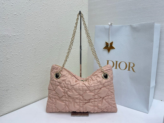 CD Small Cannage Quilted Tote Bag Pink Cowhide 158101