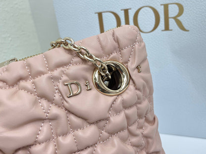 CD Small Cannage Quilted Tote Bag Pink Cowhide 158101