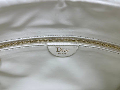 CD Small Cannage Quilted Tote Bag White Cowhide 158100