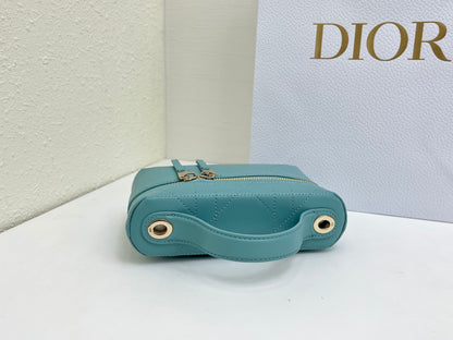CD Cannage Vanity Chain Bag 19cm Turquoise Blue Cowhide 158123