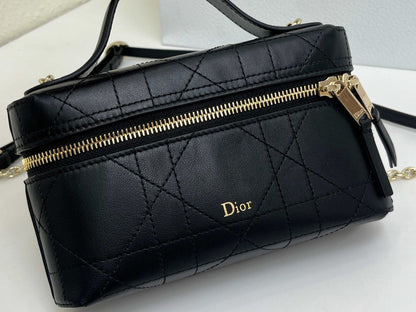 CD Cannage Vanity Chain Bag 19cm Black Cowhide 158120