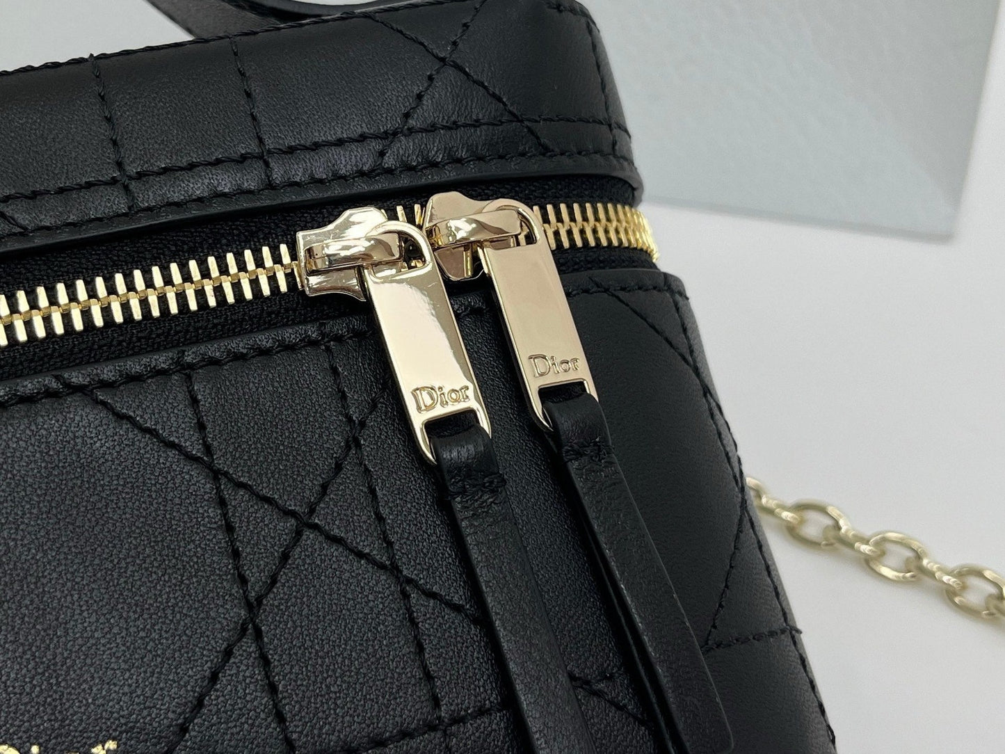 CD Cannage Vanity Chain Bag 19cm Black Cowhide 158120