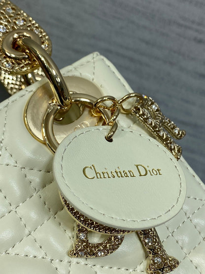 CD Mini Lady Dior 17cm White Cannage Calfskin Leather GHW 158537