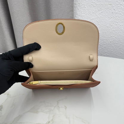 CD Médaillon Envelope Pouch 20.5cm Brown Cowhide Leather GHW 158552