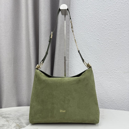 CD Diorly Shoulder Bag 31.5cm Olive Green Suede Leather 158558
