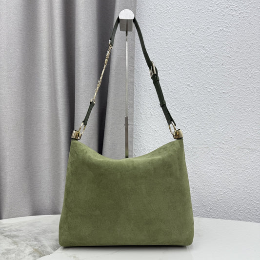 CD Diorly Shoulder Bag 31.5cm Olive Green Suede Leather 158558