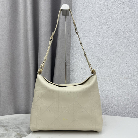 CD Diorly Shoulder Bag 31.5cm Cream Cowhide Leather 158560