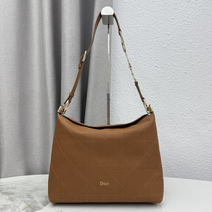 CD Diorly Shoulder Bag 31.5cm Brown Cowhide Leather 158562
