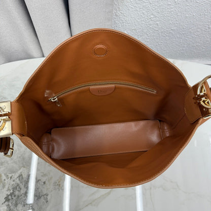 CD Diorly Shoulder Bag 31.5cm Brown Cowhide Leather 158562