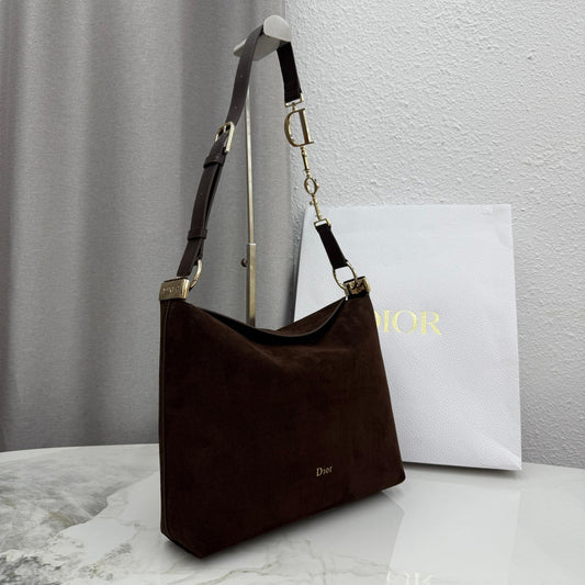 CD Diorly Shoulder Bag 31.5cm Coffe Suede Leather 158568