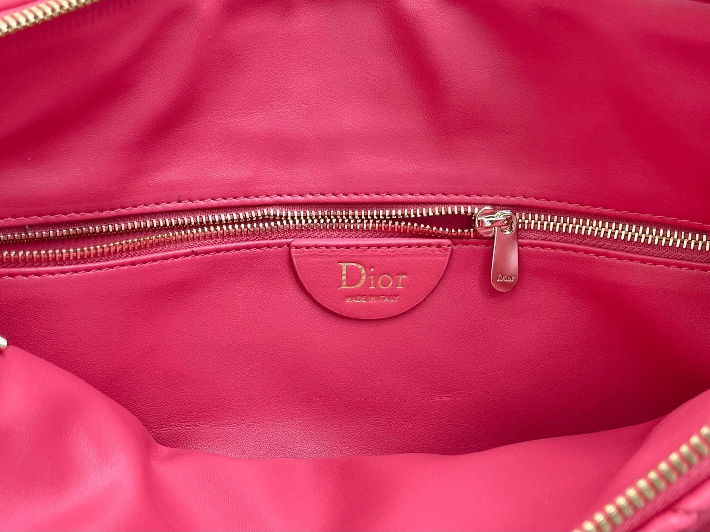 CD Small Cannage Quilted Tote Bag Hot Pink Cowhide 158912
