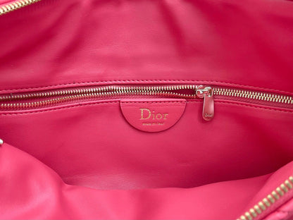 CD Small Cannage Quilted Tote Bag Hot Pink Cowhide 158912