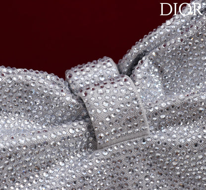 CD Small Bow Bag 27cm Silver Strass 160742