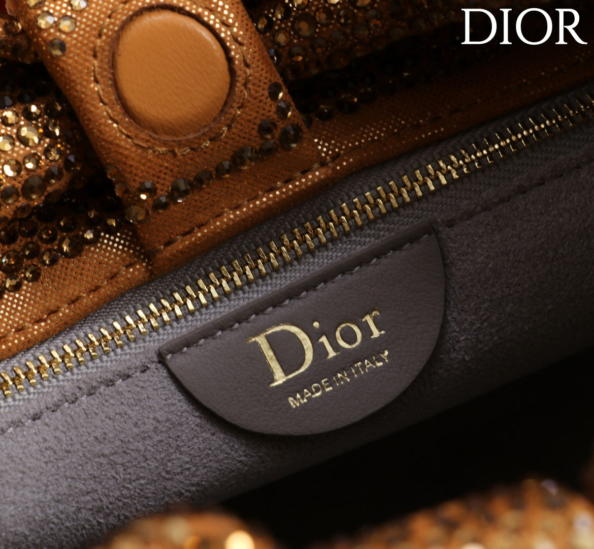 CD Small Bow Bag 30cm Gold Strass 160741