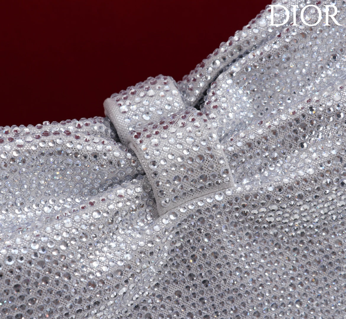 CD Small Bow Bag 30cm Silver Strass 160740