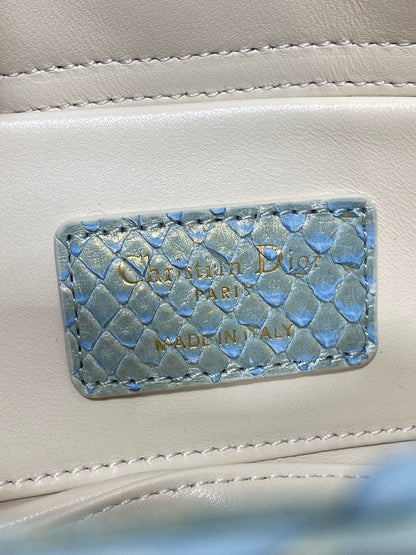 CD Lady D-Joy Bag 22cm Blue Snakeskin Leather GHW 159998