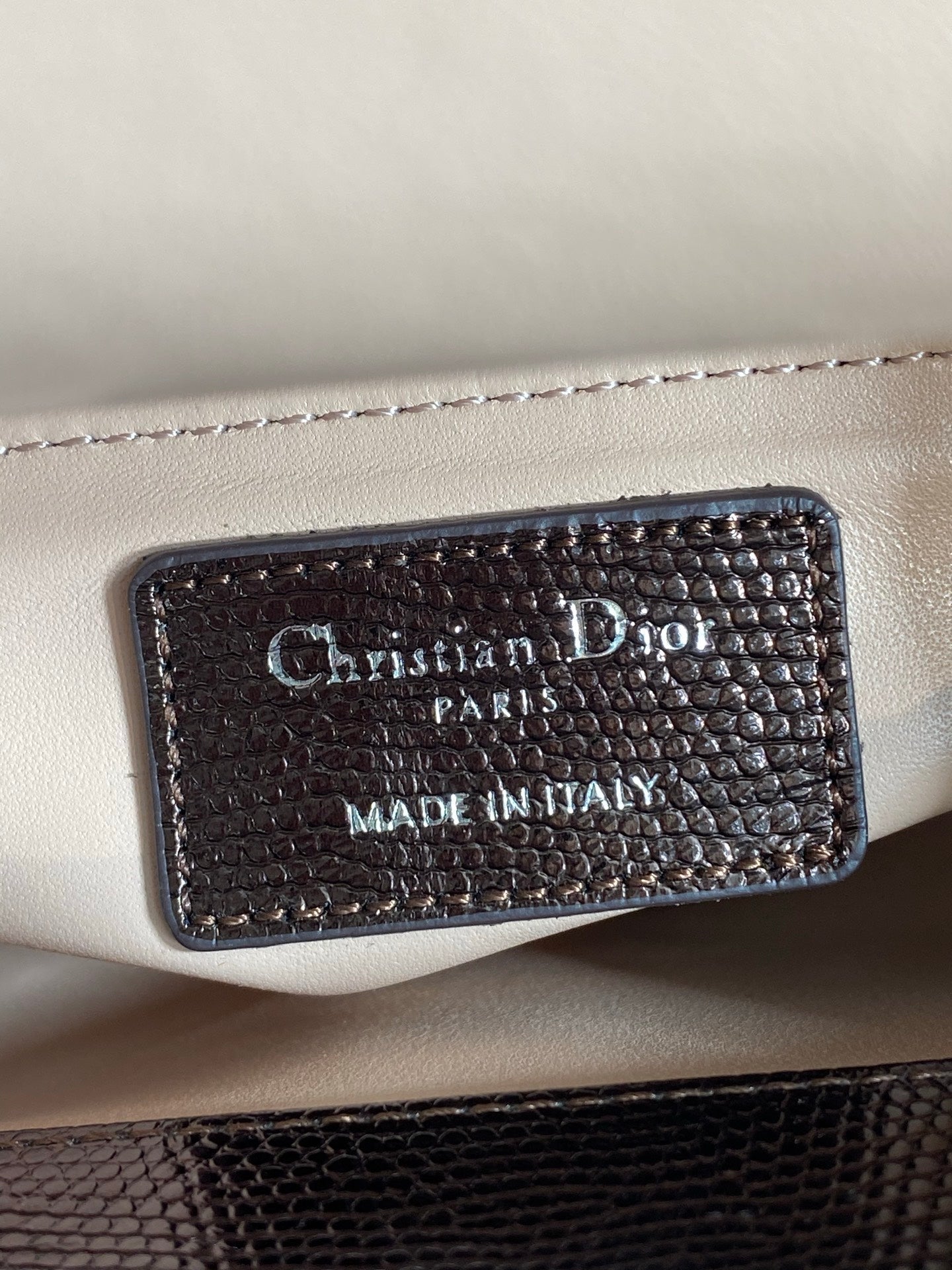 CD Mini Lady Dior Bag 17cm Metallic Bronze Snakeskin Leather SHW 160001