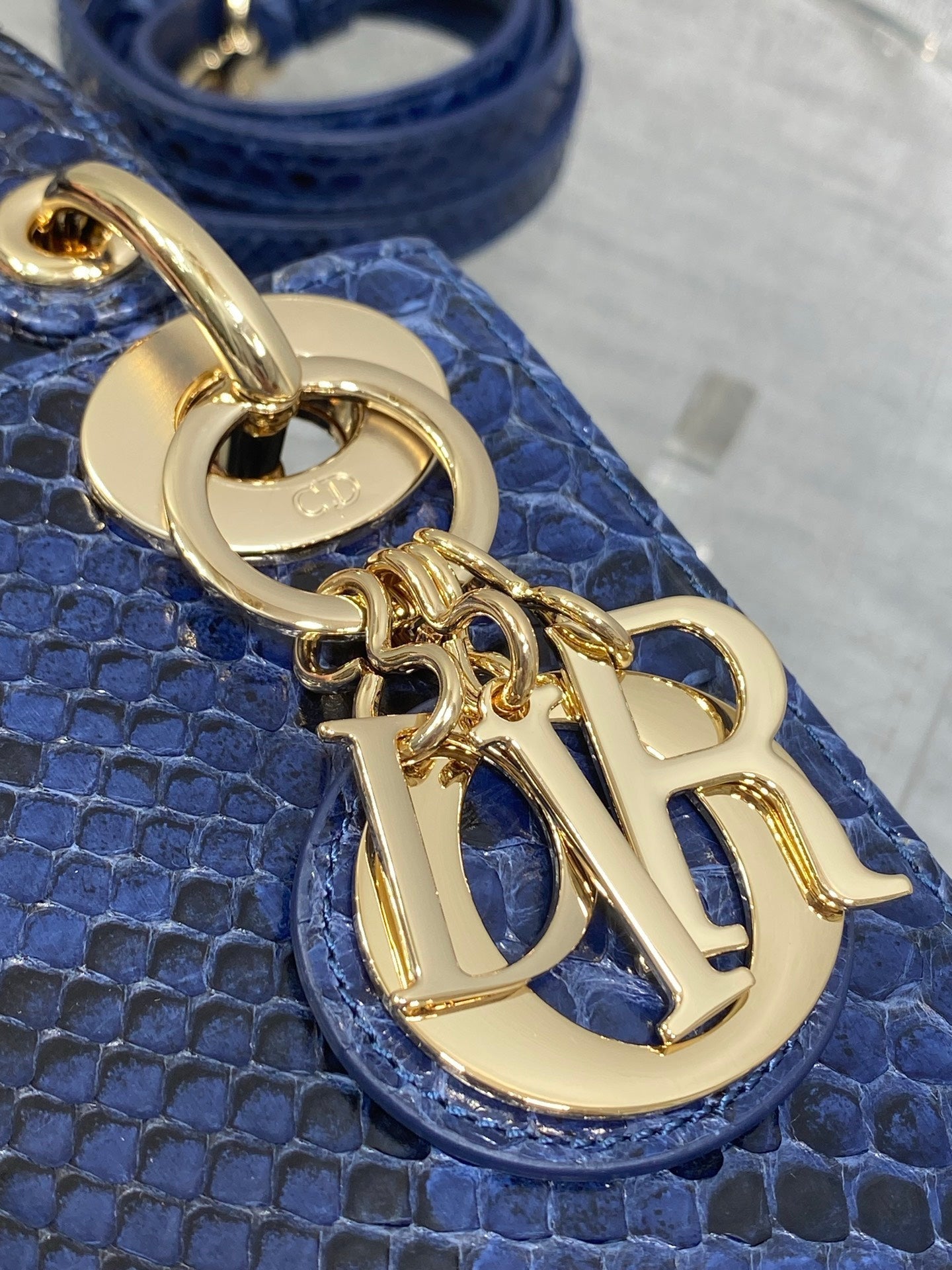 CD Mini Lady Dior Bag 17cm Navy Snakeskin Leather GHW 159999